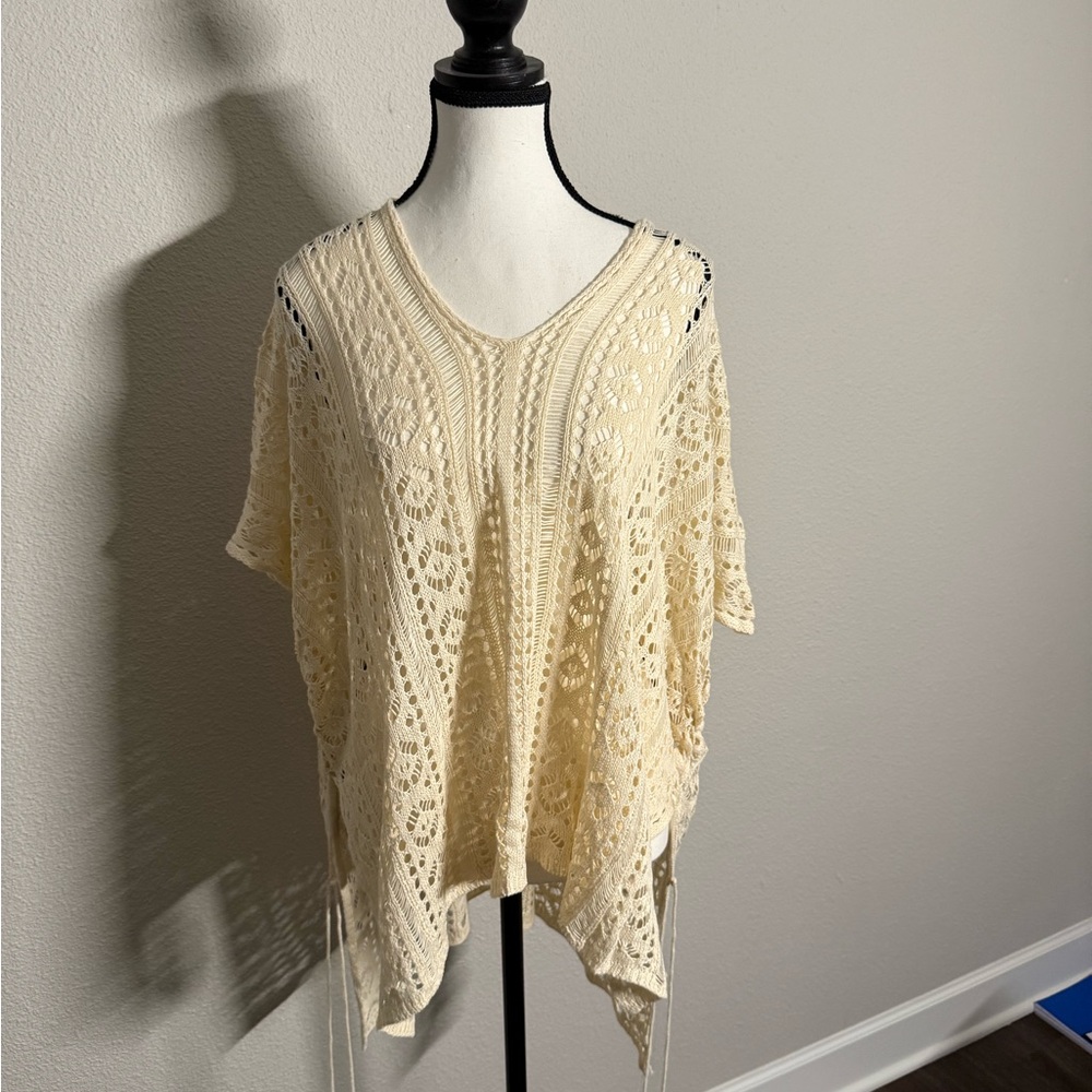 Cream Crochet Swim CoverUp